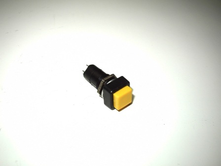 Momentary On Push Button (S.P.S.T) (Square Button / Yellow) (Mounts In A Hole 12mm Aprox 7/16 In) (Item #0017) $.79